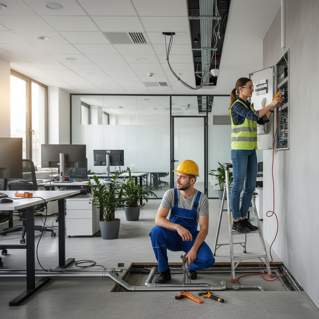Sanitär- und Elektroarbeiten im Büro
